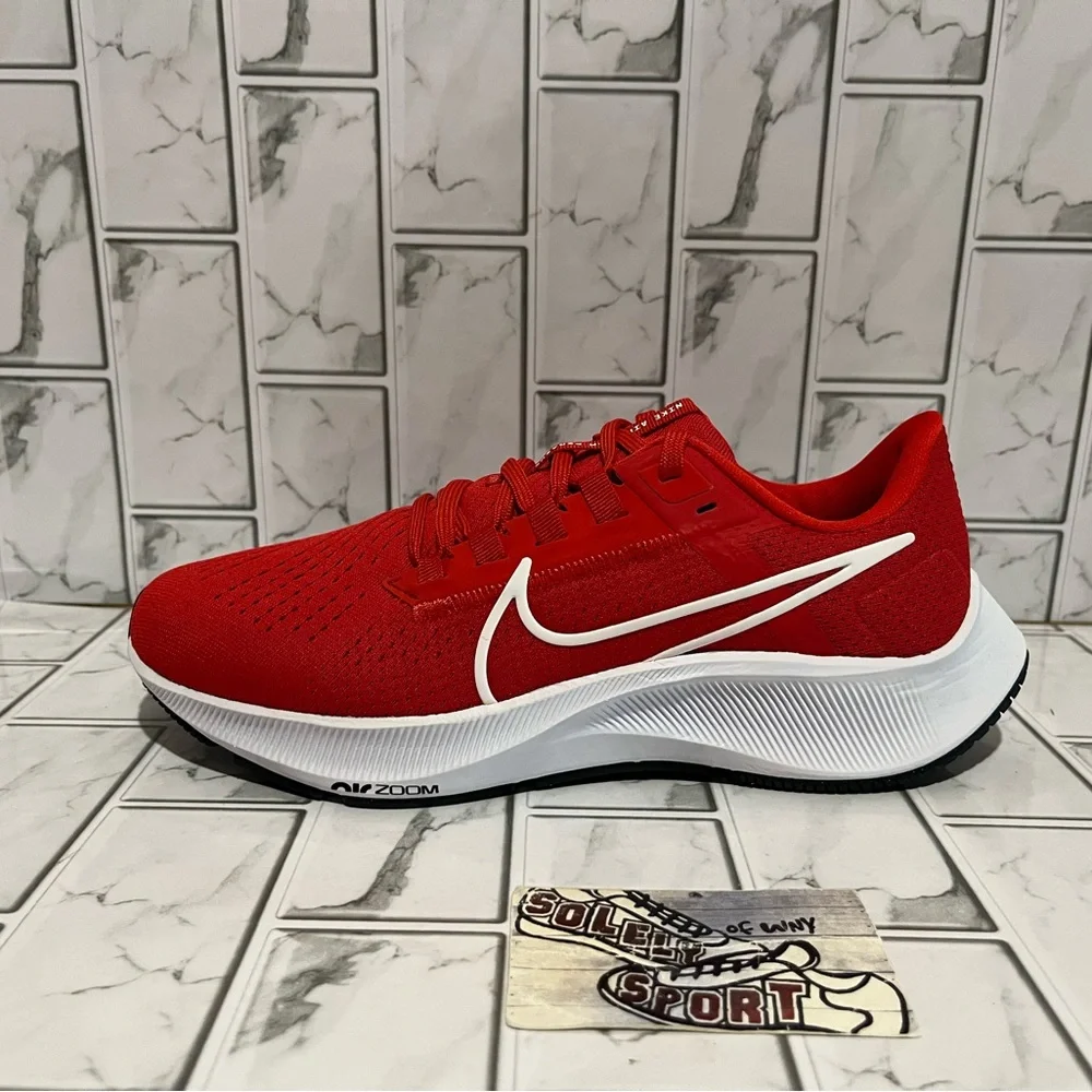 New Nike Air Zoom Pegasus 38 Red White Running Training Gym Shoes Workout Womens